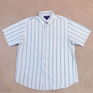 Brooks Brothers Short Sleeve Oxford Shirt Mens Large Button Down Stripe Cotton